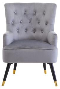 Lagos Velvet Button Tufted Armchair In Grey