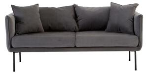 Koper Fabric 2 Seater Sofa In Plush Grey With Black Legs