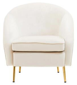 York Velvet Armchair In Beige With Gold Metallic Legs