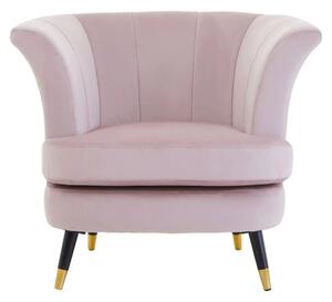 Lagos Velvet Scalloped Armchair In Dusky Pink