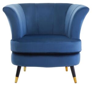 Lagos Velvet Scalloped Armchair In Midnight Blue