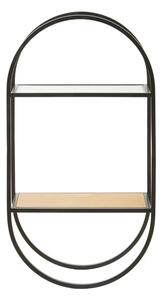 Masaya Wall Hung 2-Tier Shelving Unit With Black Metal Frame