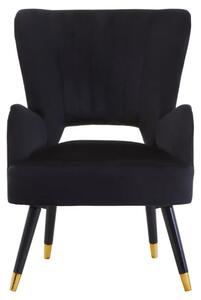 Lagos Velvet Cut Out Back Armchair In Black