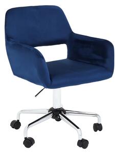 Brent Velvet Home Office Chair In Navy With Chrome Base