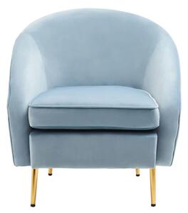 York Velvet Armchair In Aqua Blue With Gold Metallic Legs