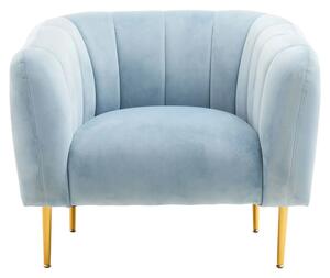 York Velvet Armchair In Blue With Gold Metal Legs