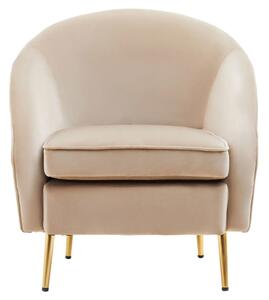 York Velvet Armchair In Mink With Gold Metallic Legs