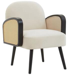 Hanford Velvet Armchair In Natural With Black Wooden Legs