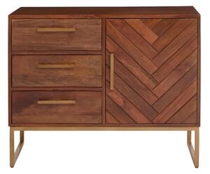 Gijon Mango Wood Sideboard With 1 Door 3 Drawers In Brown