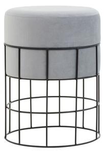 Harbor Straight Velvet Seat Stool With Black Metal Caged Base