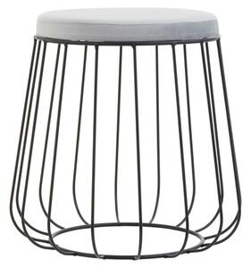 Harbor Tall Velvet Seat Stool With Black Metal Caged Base