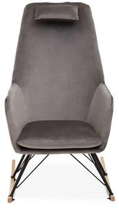 Salvo Velvet Rocking Chair In Grey