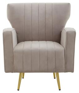 Hasselt Velvet Armchair In Mink With Gold Metal Legs