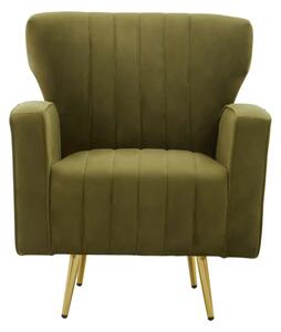 Hasselt Velvet Armchair In Green With Gold Metal Legs