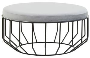 Harbor Round Velvet Seat Stool With Black Metal Caged Base