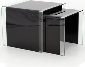 Afya Glass Nest Of 2 Tables In Black