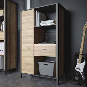 Harbor Wooden Shelving Unit Wide In Matt Black And Riviera Oak