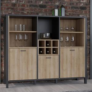 Harbor Storage Cabinet 3 Doors In Matt Black And Riviera Oak