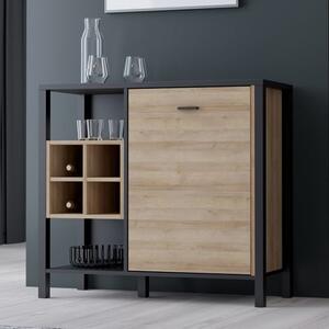 Harbor Display Storage Cabinet In Matt Black And Riviera Oak