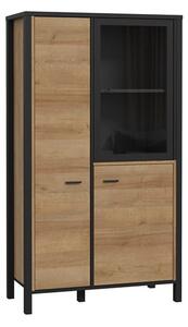 Harbor Display Cabinet Small In Matt Black And Riviera Oak