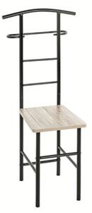 Delft Metal Valet Stand In Black With Natural Wooden Seat