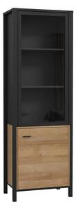 Harbor Display Cabinet Wide In Matt Black And Riviera Oak