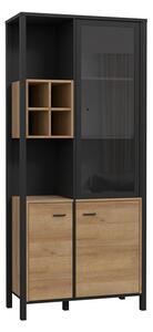 Harbor Wooden Display Cabinet In Matt Black And Riviera Oak