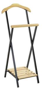 Davos Solid Wood Valet Stand In Natural With Black Metal Frame