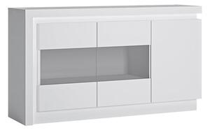 Lyco High Gloss Sideboard Glazed 3 Doors In White With LED