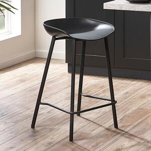 Reims Plastic Bar Stool In Black With Metal Legs