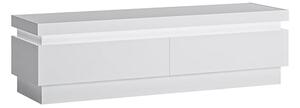 Lyco High Gloss TV Stand 2 Drawers In White With LED