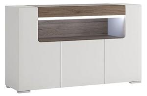 Tartu High Gloss Sideboard 3 Doors With White With LED