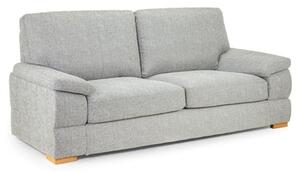 Berla Fabric 3 Seater Sofa With Wooden Legs In Silver