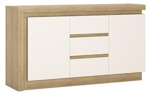 Lyco Gloss Sideboard 2 Doors 3 Drawers In Oak White And LED