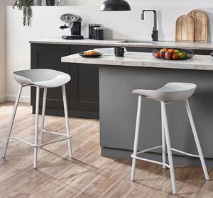 Reims Grey Plastic Bar Stool With Metal Legs In Pair