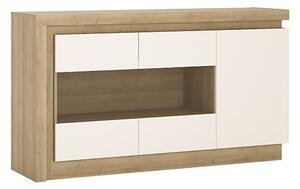 Lyco Gloss Sideboard Glazed 3 Doors In Oak White And LED