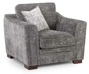 Accra Velvet Armchair With Solid Wood Frame In Grey