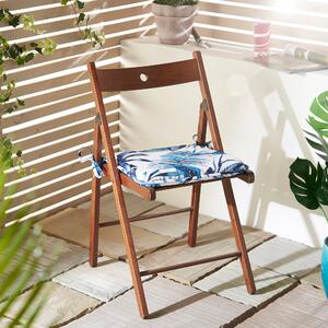 Tropical Water Resistant Outdoor Square Seat Pad 42cm x 42cm Blue