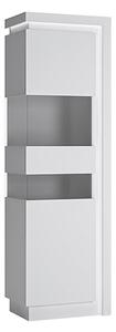 Lyco High Gloss Tall Display Cabinet Left In White With LED