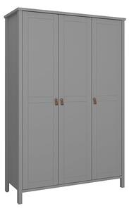 Tavira Wooden Wardrobe With 3 Doors In Folkestone Grey