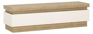 Lyco High Gloss TV Stand 2 Drawers In Oak And White With LED