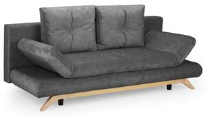 Alaro Plush Velvet 3 Seater Sofabed In Charcoal