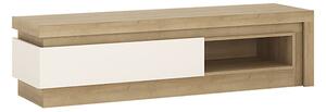 Lyco High Gloss TV Stand 1 Drawer In Oak And White With LED