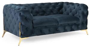 Cala Plush Velvet 2 Seater Sofa In Deep Ocean