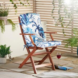 Tropical Water Resistant Outdoor Chair Pad 42cm x 95cm Blue