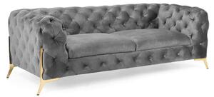 Cala Plush Velvet 3 Seater Sofa In Grey