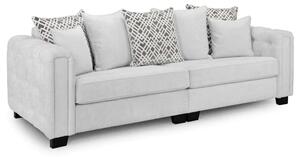 Grazed Fabric 4 Seater Sofa In Light Grey