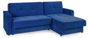 Kira Plush Velvet Sofa Bed Corner In Blue