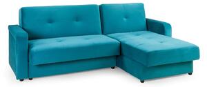 Kira Plush Velvet Sofa Bed Corner In Teal