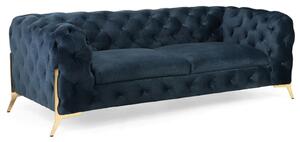 Cala Plush Velvet 3 Seater Sofa In Deep Ocean